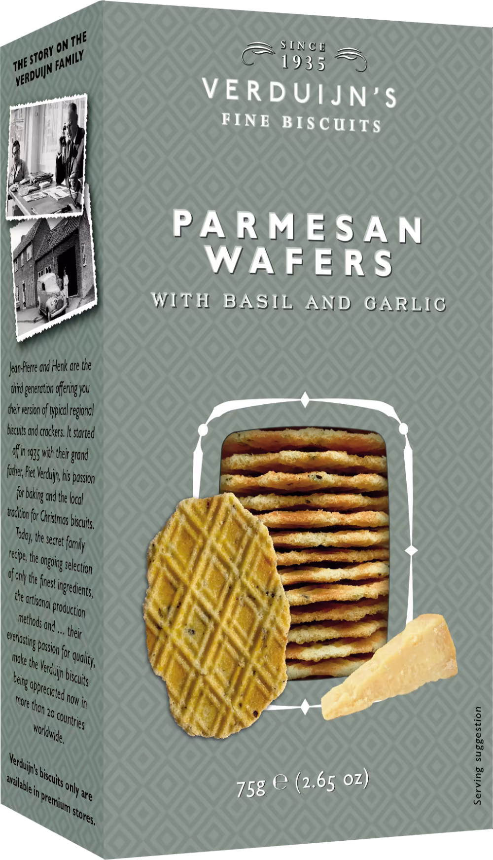 VERDUIJN'S Parmesan Wafers with Basil & Garlic 75g