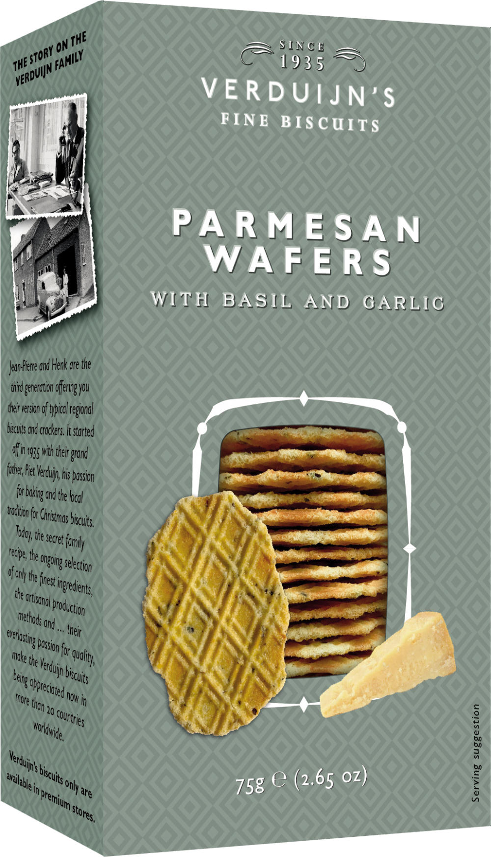 Verduijn's Parmesan Wafers with Basil & Garlic 75g