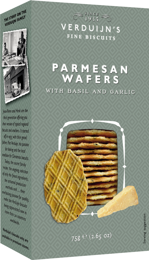 VERDUIJN'S Parmesan Wafers with Basil & Garlic 75g