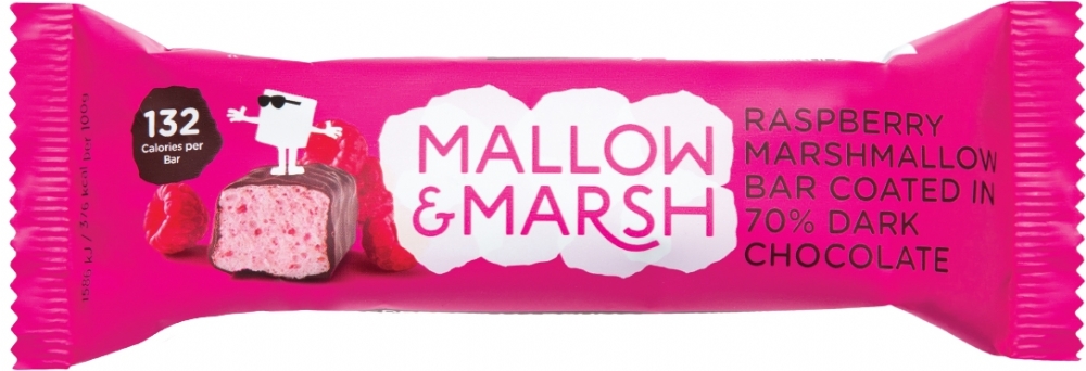 MALLOW & MARSH Raspberry Marshmallow Bar / 70% Dark Choc 35g (5060374400092)