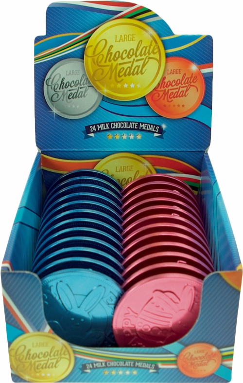 STEENLAND Foiled Pink/Blue Easter Foiled Milk Choc Medals23g