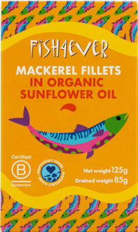 FISH 4 EVER Mackerel Fillets in Organic Sunflower Oil 125g