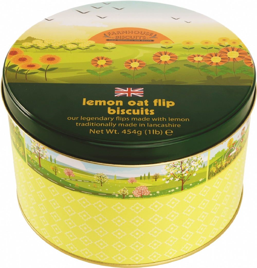 FARMHOUSE BISCUITS Lemon Oat Flip Biscuits - Tin 454g (5017162006431)