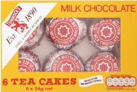 TUNNOCK'S Milk Chocolate Teacakes 6 Pack 144g