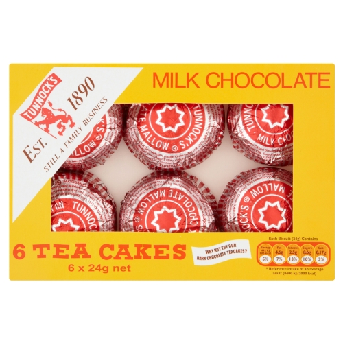TUNNOCK'S Milk Chocolate Teacakes 6 Pack 144g