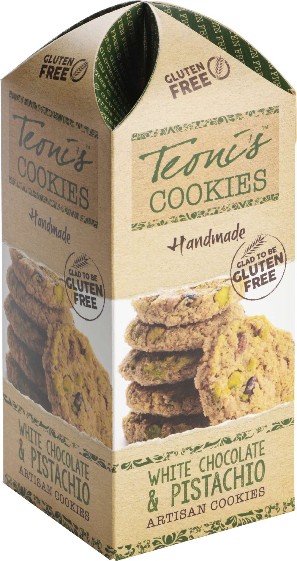 Teoni's Gluten Free White Chocolate & Pistachio Oat Crumble Cookies 200g