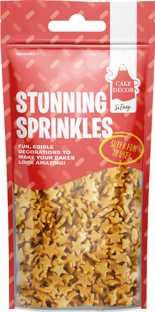 CAKE DECOR Stunning Sprinkles - Gold Sugar Stars 50g