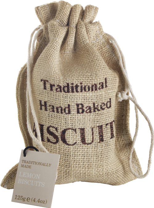 FARMHOUSE Hessian Bag with Lemon Biscuits 125g