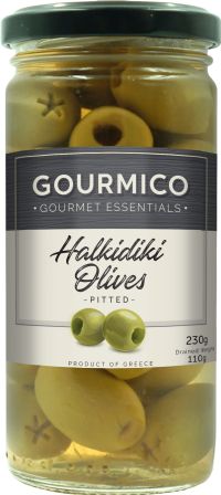 GOURMICO Halkidiki Pitted Green Olives 230g