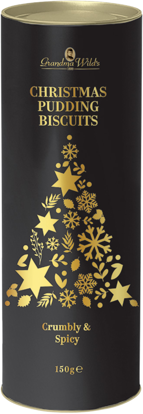 GRANDMA WILD'S Xmas Pudding Biscuits in Xmas Tree Tube 150g