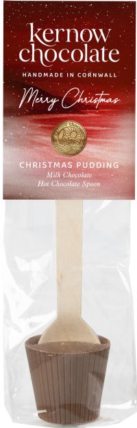 KERNOW CHOCOLATE Hot Chocolate Spoon - Christmas Pudding Milk Chocolate 37g