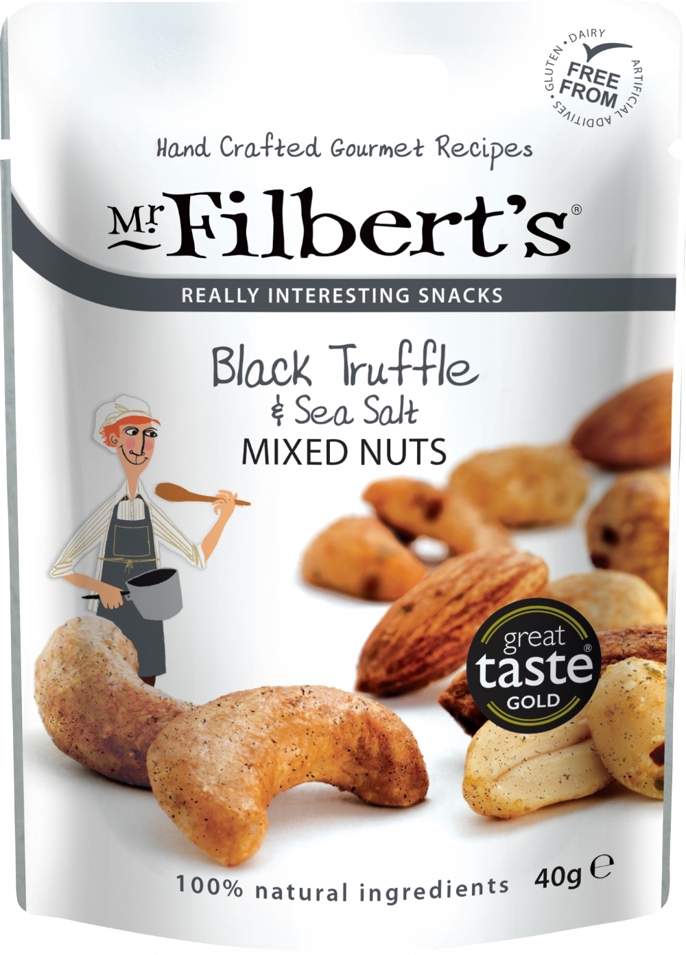 Holleys Fine Foods MR FILBERT'S Black Truffle & Sea Salt Mixed Nuts 40g