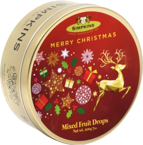 SIMPKINS Mixed Fruit Drops Merry Christmas Reindeer Tin 200g