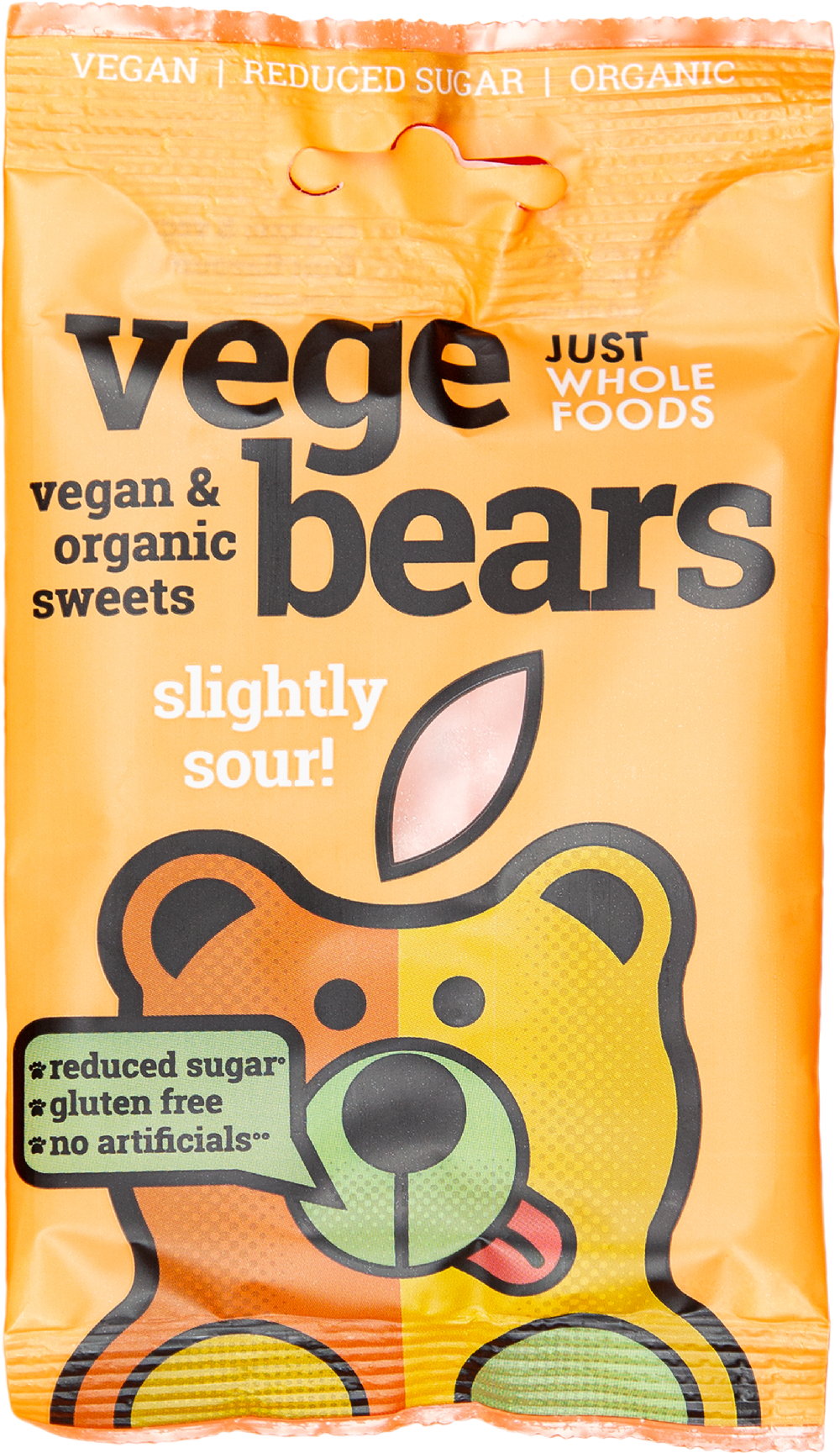 JUST WHOLEFOODS Vegebears Slightly Sour Org Fruit Jellies70g (5022775000936)