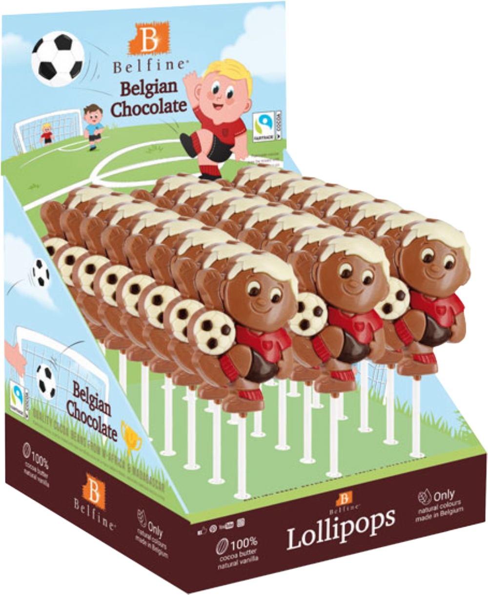 BELFINE Belgian Chocolate Footballer Lolly 35g (5425001014996)