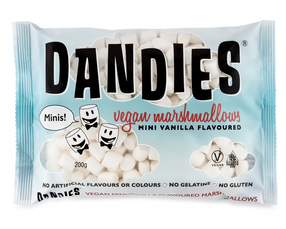 DANDIES Vegan Marshmallows - Mini Vanilla Flavoured 200g (1230000090018)