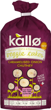 KALLO Lentil & Pea Veggie Cakes - Caramelised Onion Chutney 122g