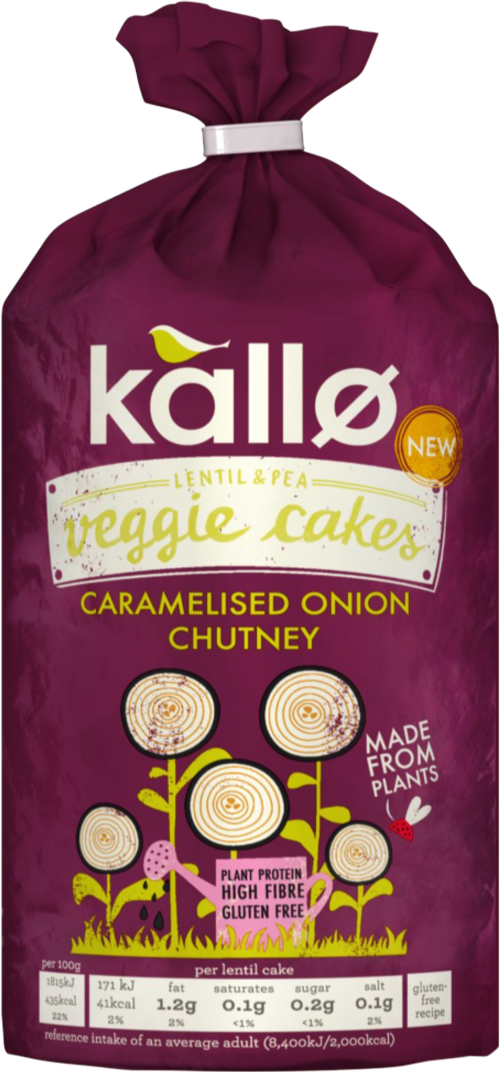 KALLO Lentil/Pea Veggie Cakes Caramelised Onion Chutney122g