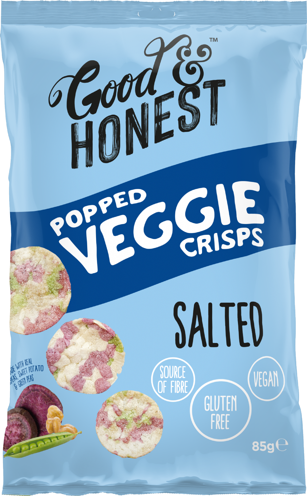 GOOD & HONEST Popped Veggie Crisps - Salted 85g (5060326870850)