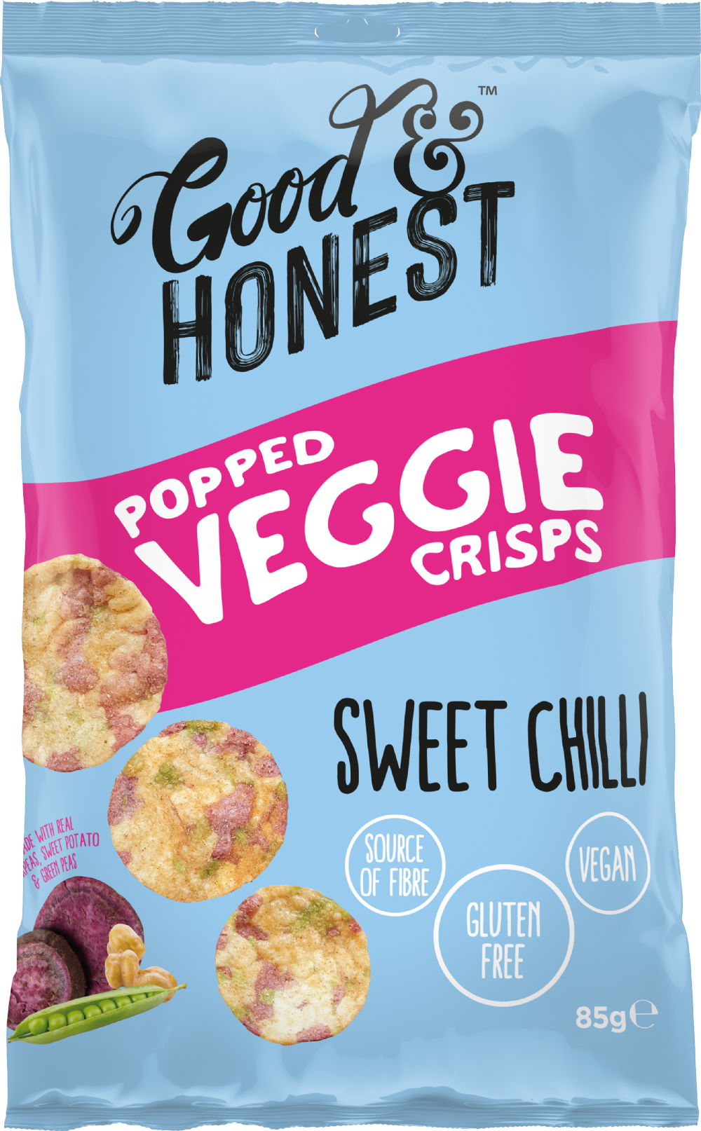 GOOD & HONEST Popped Veggie Crisps - Sweet Chilli 85g (5060326870867)