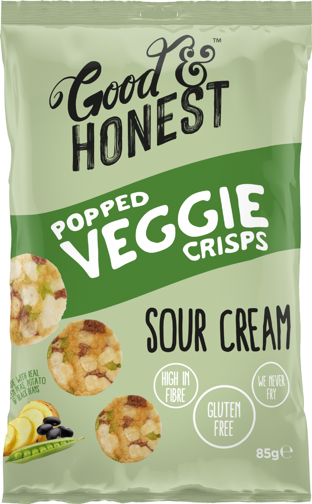 GOOD & HONEST Popped Veggie Crisps - Sour Cream 85g (5060326870874)