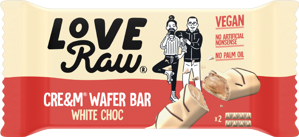 LOVERAW Cre&m; Wafer Bar White Choc 45g (5060462260683)