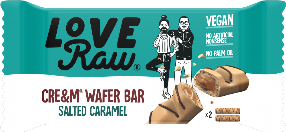 LOVERAW Cre&m; Wafer Bar Salted Caramel 45g (5060462260713)
