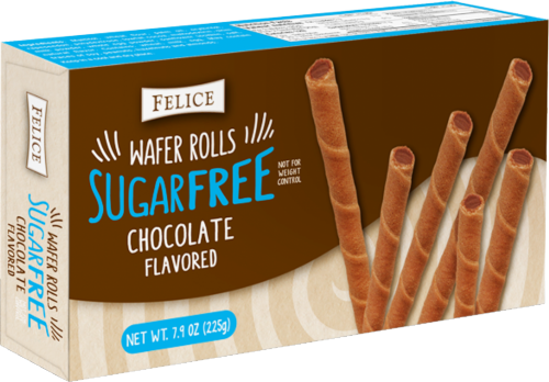 FELICE Sugar Free Chocolate Flavoured Wafer Rolls 225g