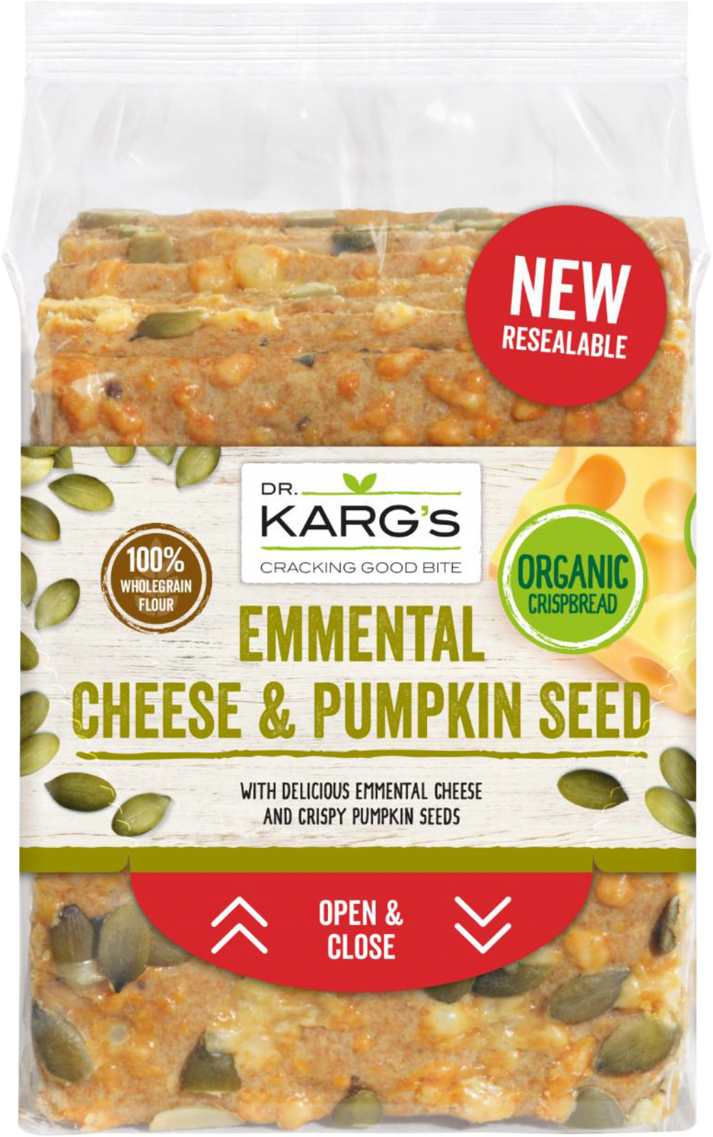DR. KARG'S Emmental Cheese & Pumpkin Seed Crispbread 200g