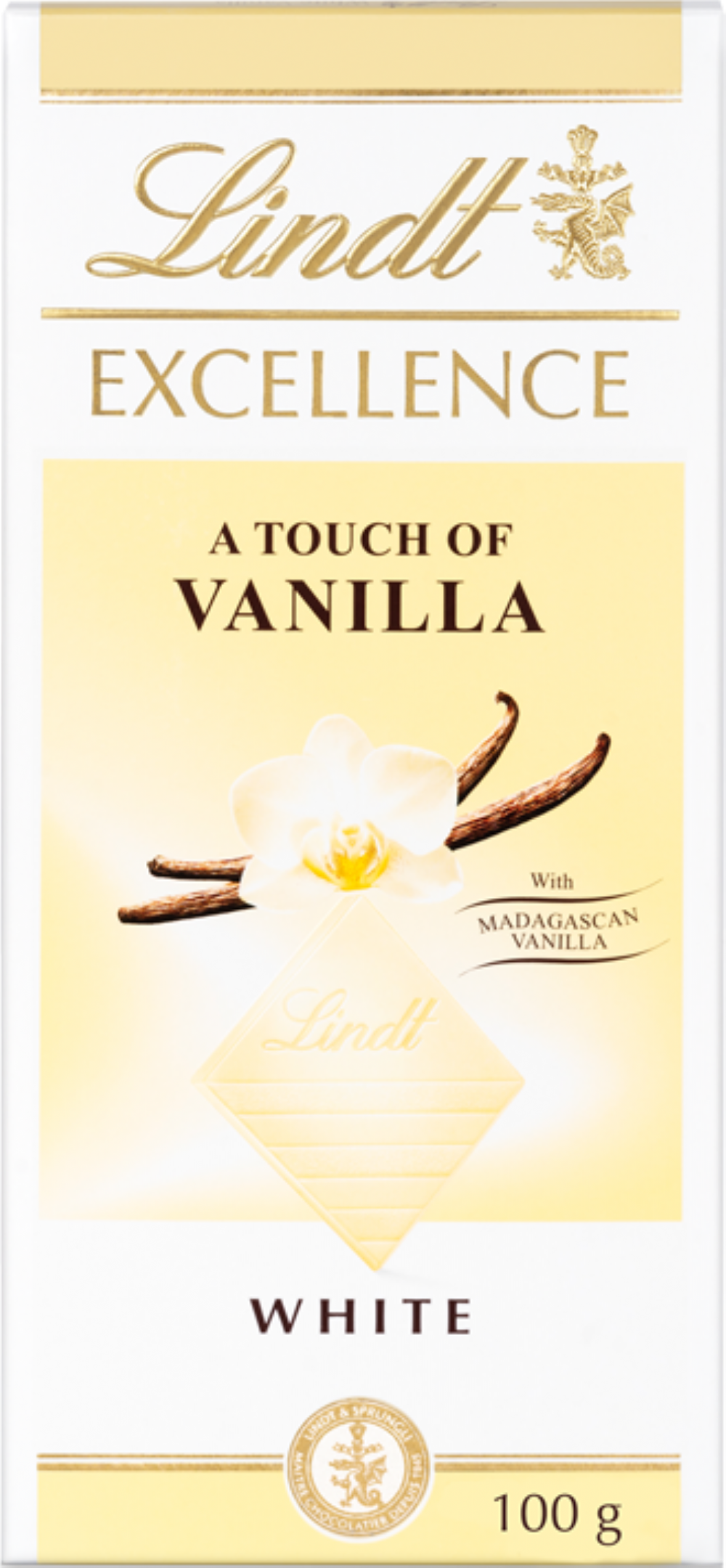 LINDT Excellence White Touch of Vanilla Bar 100g