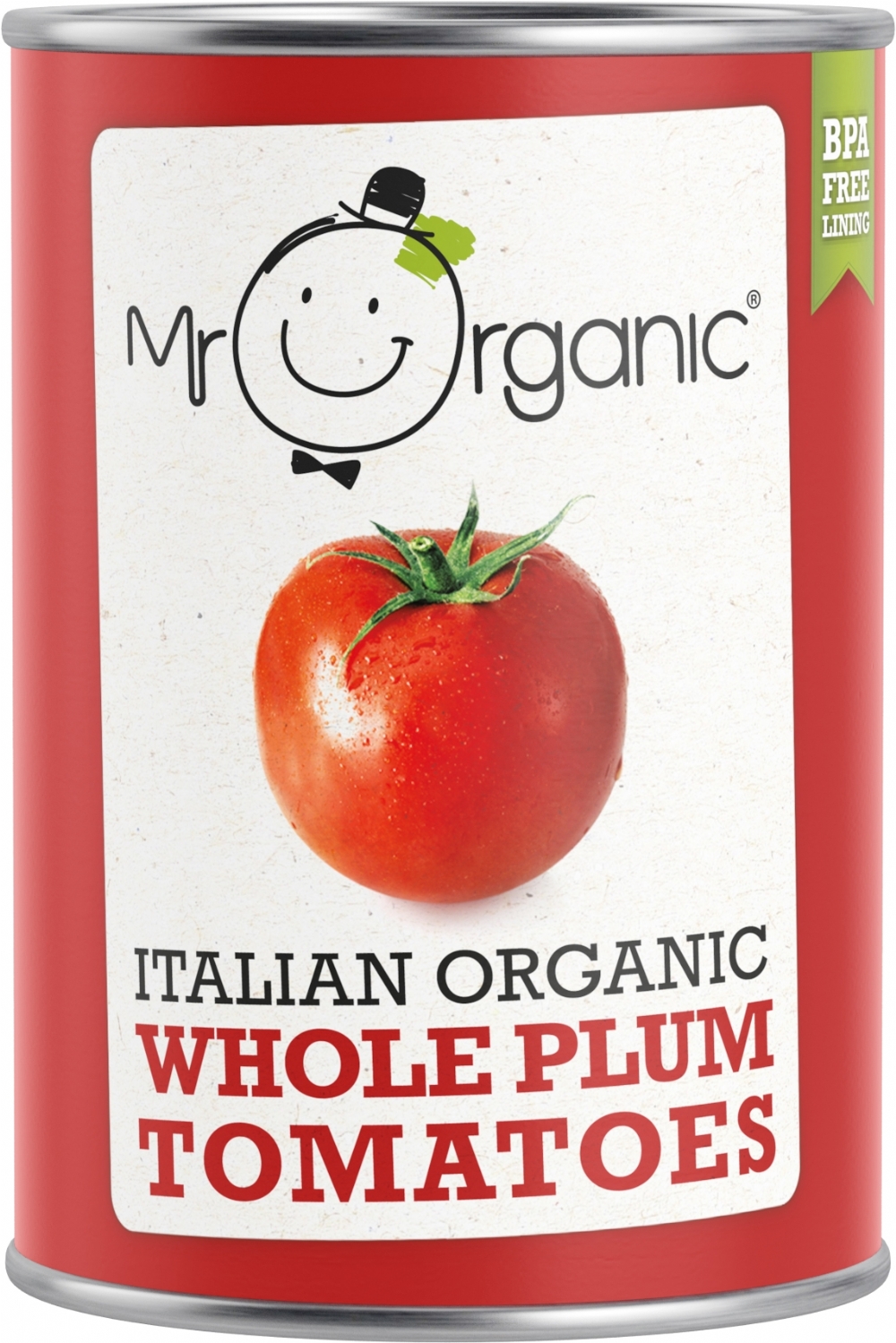 MR ORGANIC Italian Organic Whole Plum Tomatoes 400g