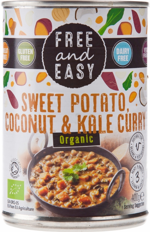 FREE AND EASY Organic Sweet Potato,Coconut & Kale Curry 400g