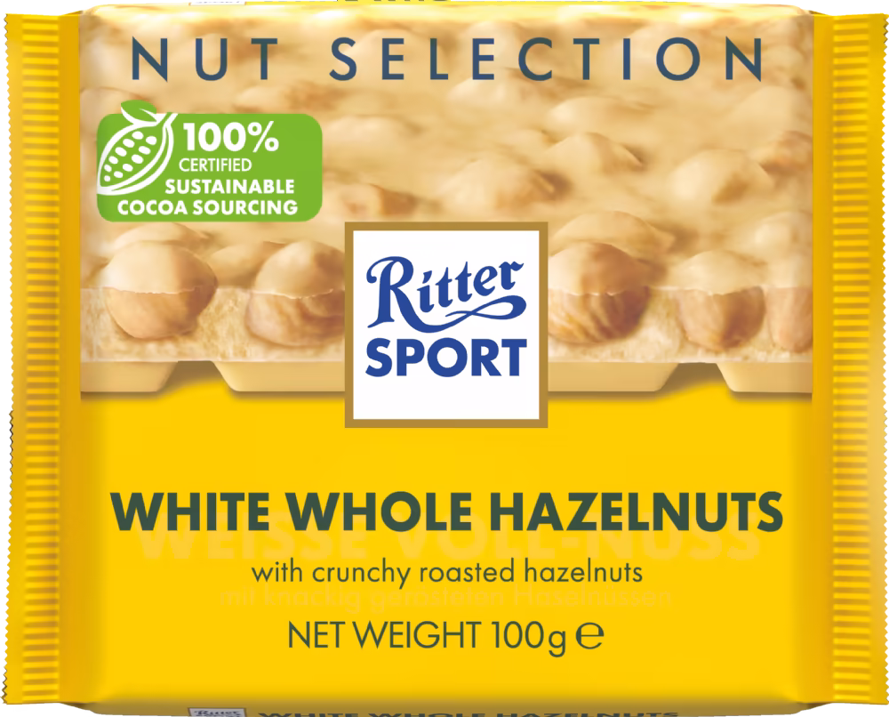 RITTER SPORT Whole Hazelnuts White Chocolate 100g