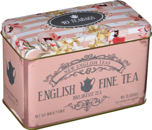 NEW ENGLISH TEAS Breakfast Tea Vintage Floral Tin 40 Teabags