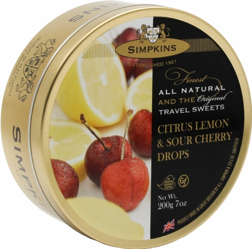 SIMPKINS Citrus Lemon & Sour Cherry Travel Sweets 200g