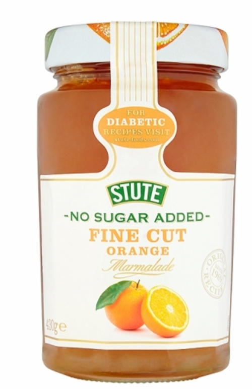 STUTE No Sugar Added Fine Cut Orange Marmalade 340g